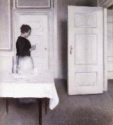 Vilhelm Hammershoi Interior with Woman Reading a Letter,Strandgade 30,1899 France oil painting reproduction
